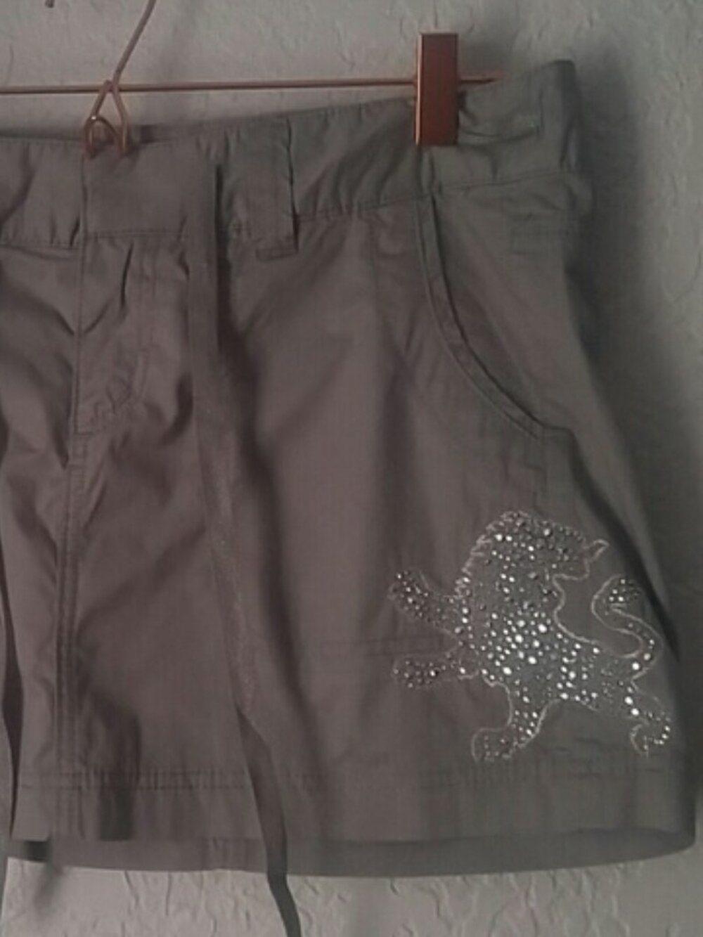 Express SZ 8 Y2k Cotton Mini Skirt with Bling Front Lion Skirt